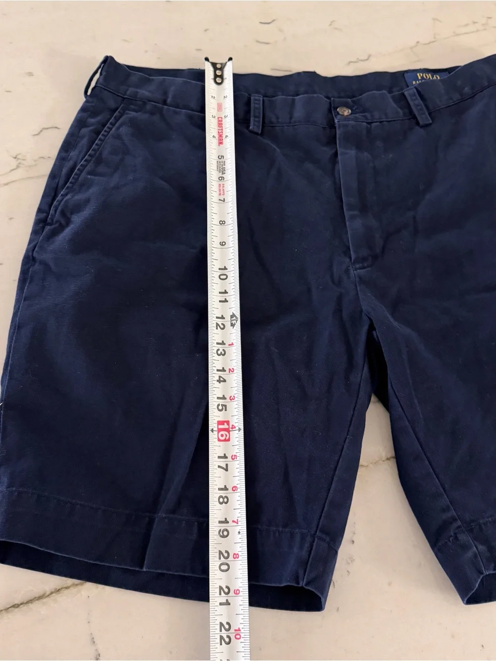 Polo Ralph Lauren Shorts Mens 38 Blue Cotton Chino Flat Front